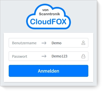 CloudFOX - Online - Plattform - Login
