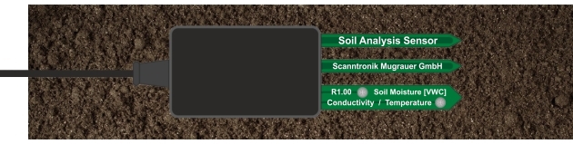 Soil Analysis Sensor inserted into the ground